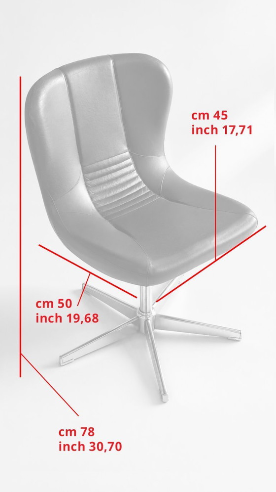 Image 1 of Een paar draaibare fauteuils uit de jaren 60/70 in bruin kunstleer en verchroomd metaal, vintage stoelen in de stijl van het mid