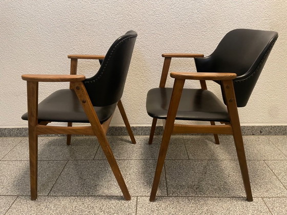 2 x Mid Century Teak Armchairs | Erik Kirkegaard Danish Design 60s | Vintage Pair – Glostrup, Dining chairs (photo 2 of 9)