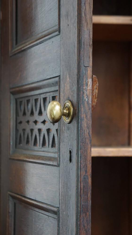 Image 1 of Antique English oak food cupboard/ cabinet from late 18th/ early 19th century
