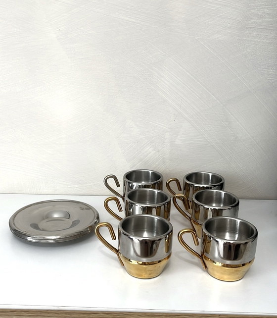 Image 1 of Set di 6 tazze da espresso in acciaio inox, Italia anni '70