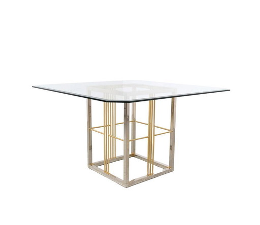 Vintage brass and glass dining table, 1970s
