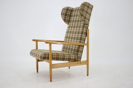 Image 1 of 1960s Rare Mid-Century Modern Beech Wing Armchair by ÚLUV, Czechoslovakia