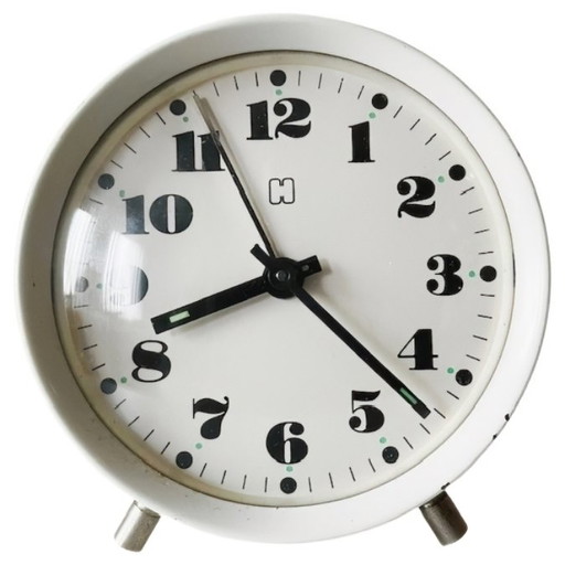 Sveglia vintage HEMA di metà secolo, bianca, anni '70