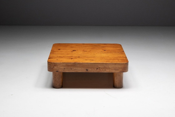Image 1 of Brutalist Pine Low Coffee Table, France, 1960s