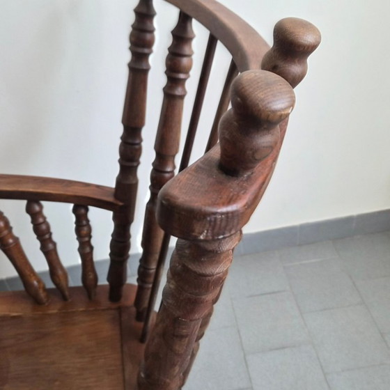 Image 1 of PAAR VINTAGE BRUTALISTISCHE EIKEN FAUTEUILS UIT DE JAREN 70 MET SPOELEN UIT DE JAREN 70