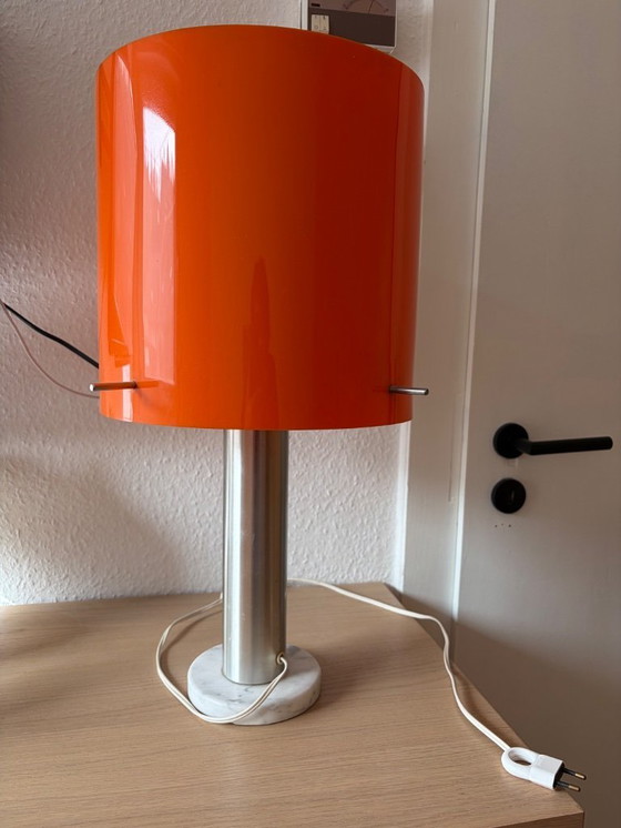 Image 1 of Mid-century vintage orange table lamp by Tito Agnoli for Stilnovo