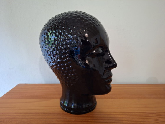 Testa di manichino vintage per cuffie in vetro nero – Oggetti decorativi (photo 2 of 6)