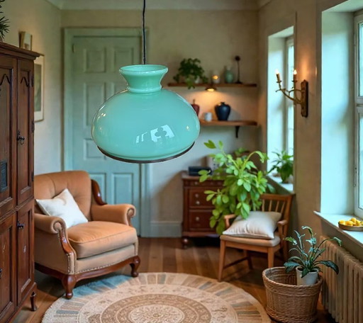 Lampenschirm aus mintgrünem Opalin