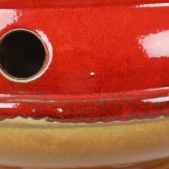 Image 1 of Large Lamp Base Red and Yellow Ceramic