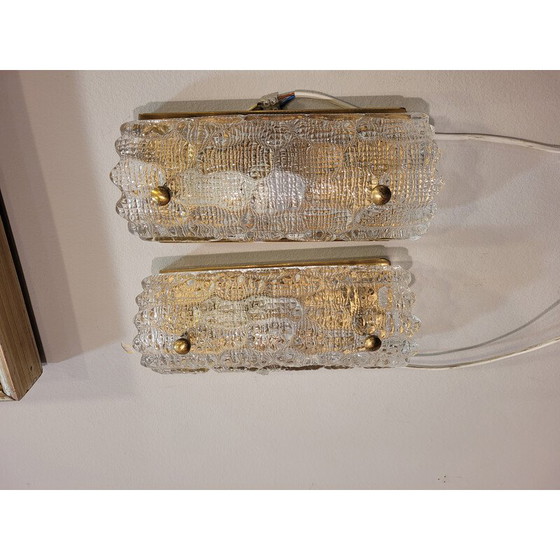 Image 1 of Pair of vintage wall lamps by Carl Fagerlund for Orrefors Glasbruk, Sweden 1970s