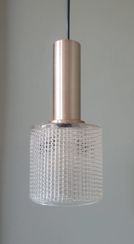 Image 1 of Lampada a sospensione vintage Philips in vetro stile Mid Century - color ottone
