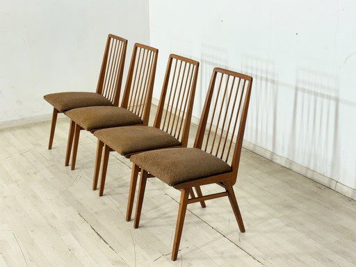 Ensemble de 4 chaises Hellerau vintage / chaises de salle à manger des années 1960