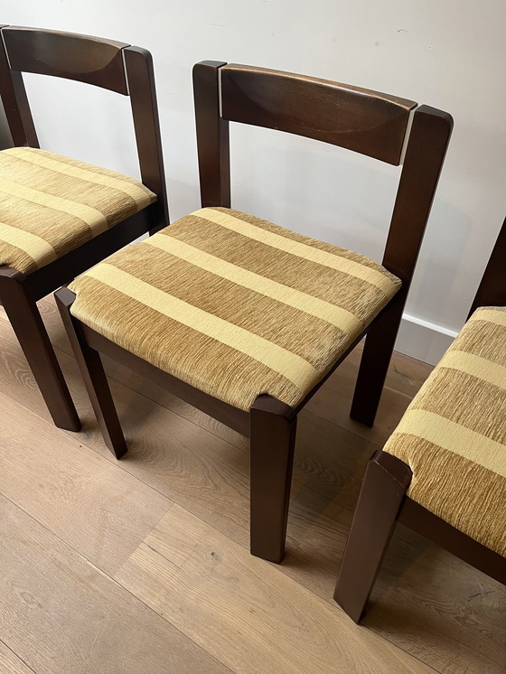 Image 1 of 4x teak vintage brutalist dining chairs