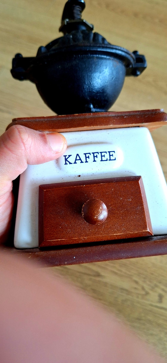 Antique German Grinder Coffee "Kaffee – Kitchen accessories, Wood, Glass (photo 4 of 5)