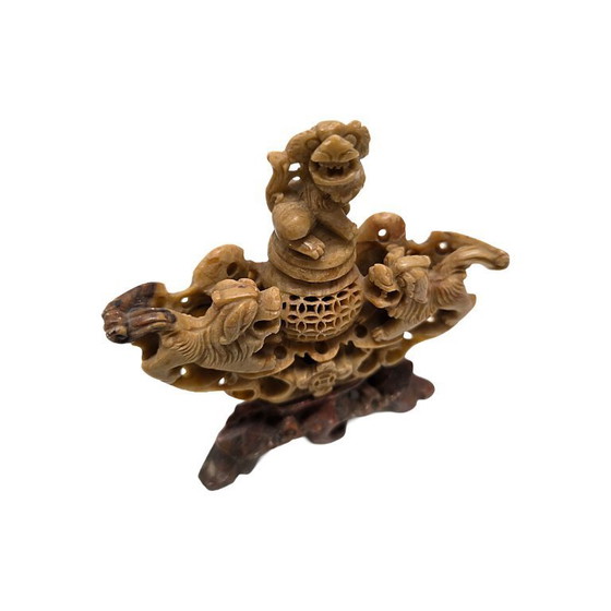 Image 1 of Bruciatore d'incenso cinese d'epoca in pietra ollare, seconda metà del XX secolo