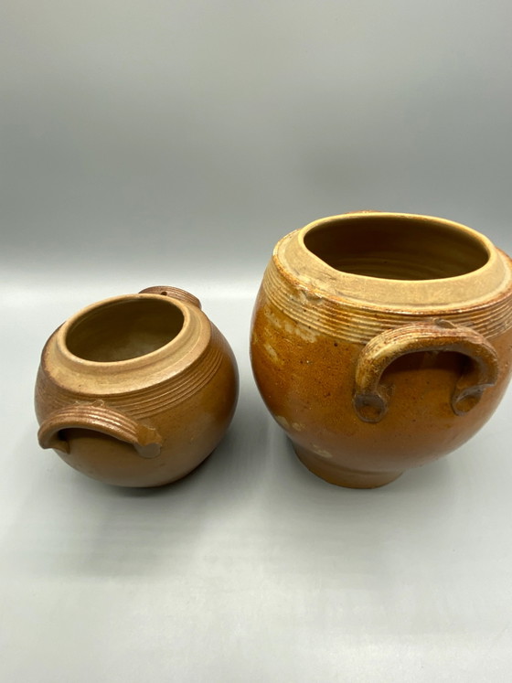 2 brown stoneware storage pots – circa – Crockery (photo 4 of 7)
