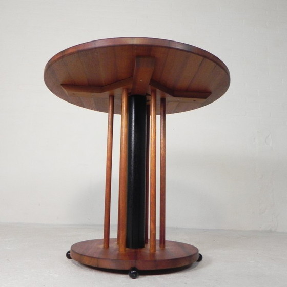 Image 1 of Vintage teak table with 6 narrow and 1 wide style, 1980s