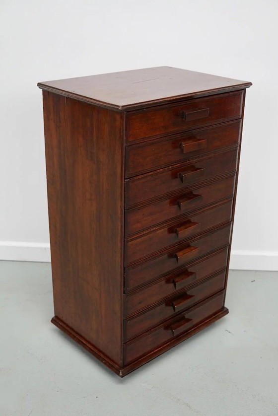 Image 1 of French Art Deco Mahogany Apothecary/Filing Cabinet, Circa 1920