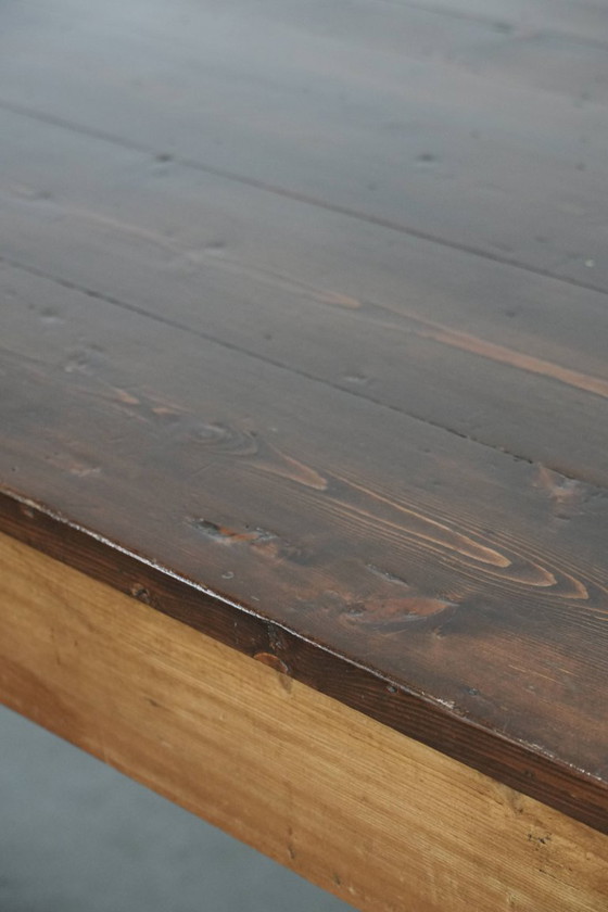 Image 1 of Grande tavolo da pranzo antico francese XXL in stile fattoria con due cassetti