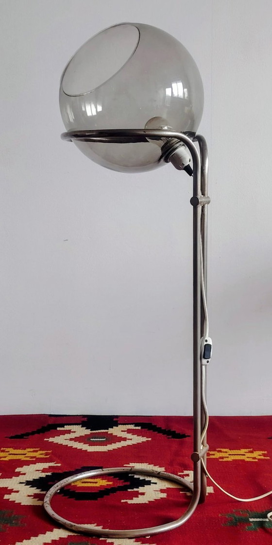 Image 1 of Modernist bauhaus glass ball floor lamp. Designer: Házi Tibor