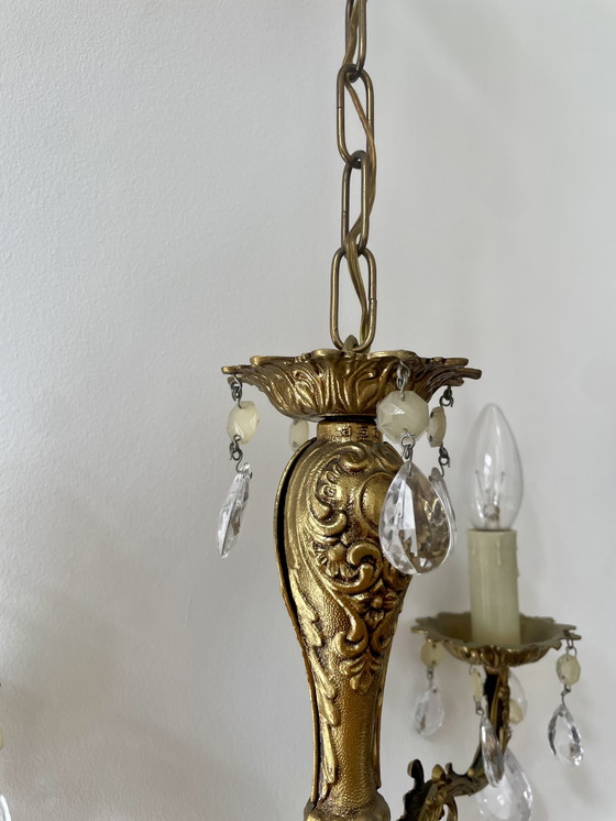 Image 1 of Lampadario a 3 bracci con nappe in ottone