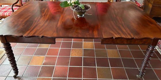 Image 1 of Antieke Engelse Coulissetafel / eettafel Mahonie