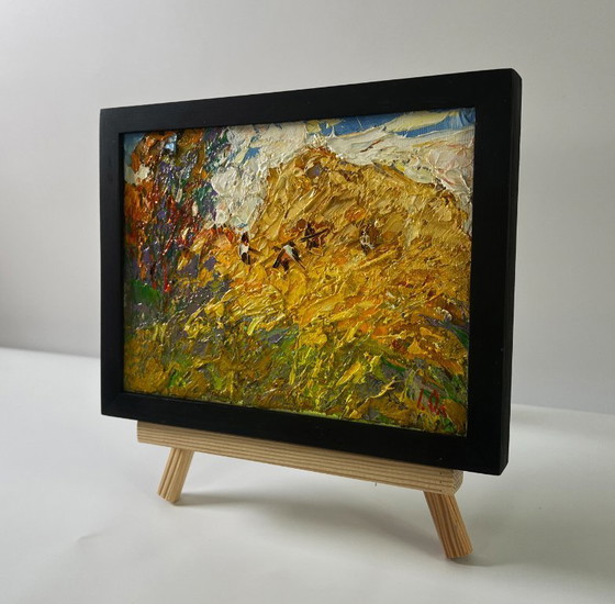 Image 1 of Original Oil Painting Rural Life Landscape In The Summer Field