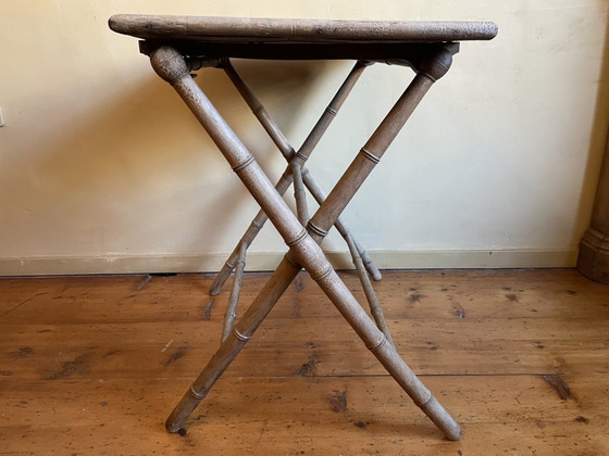 Image 1 of Sfeervolle Klaptafel Bijzettafel Faux Bamboe Frans
