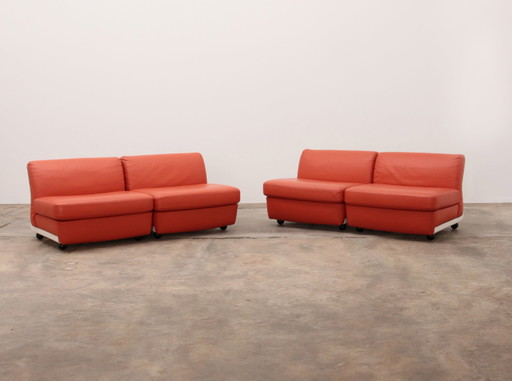 Mario Bellini Amanta modular sofa in orange leather for C&B Italy, 1960s