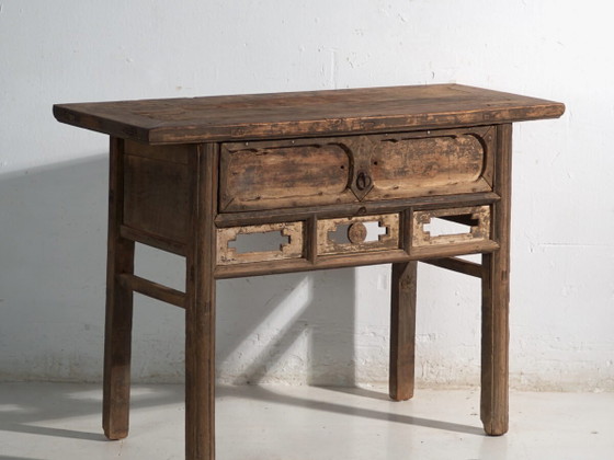 Consolle cinese antica con traforo geometrico – Cina, circa 1900 – Console, Wood, Iron (photo 2 of 40)