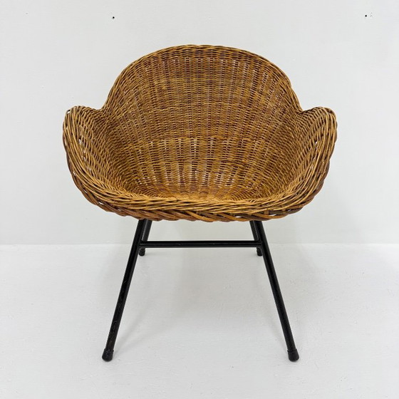 Fauteuil vintage en rotin et métal rohe n oordwolde, Rohé Noordwolde, Marron (photo 5 sur 12)