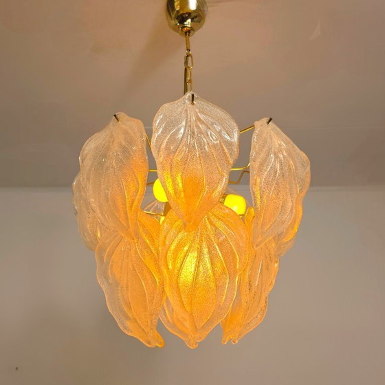 Image 1 of Lampe à suspension Murano Novaresi années 70 en verre glacé
