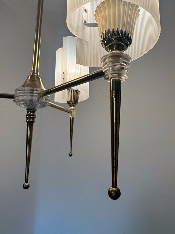 Image 1 of Lampadario in ottone e perspex anni '60
