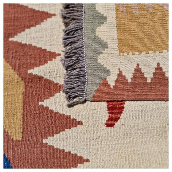 Vintage Turks Kilim tapijt | Handgeweven wol | Anatolisch design | 252 × 353 cm (99 × 139 inch) (photo 9 of 12)