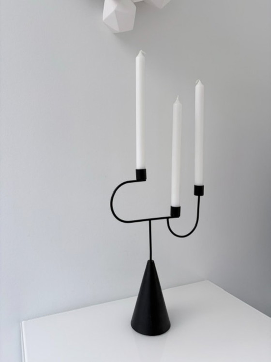 Ferm Living design candle holder black metal 3-armed (photo 7 of 10)