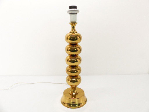 Scandinavian lamp base in gilded brass, ball model, Enco, circa 1960