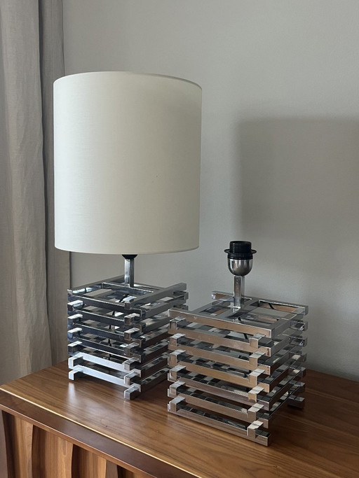 PAIR of TABLE LAMPS, Romeo Rega, Italy, 1970s. – tafellampen, Metal