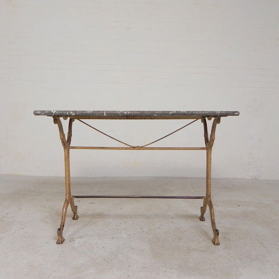 Image 1 of Garden Table, Bistro Table A. Delail Toulouse With Marble Top, 1920s