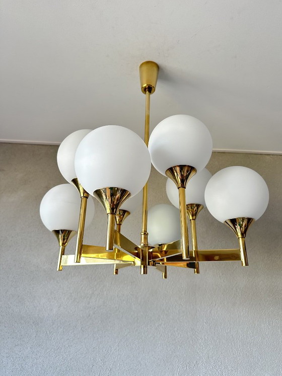Vintage Boulanger Hanglamp – Hanglampen, Glass, Brass (photo 11 of 13)
