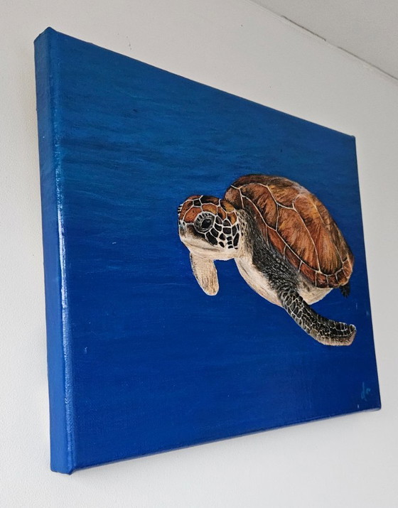 Image 1 of Handmade acrylic sea turtle painting
