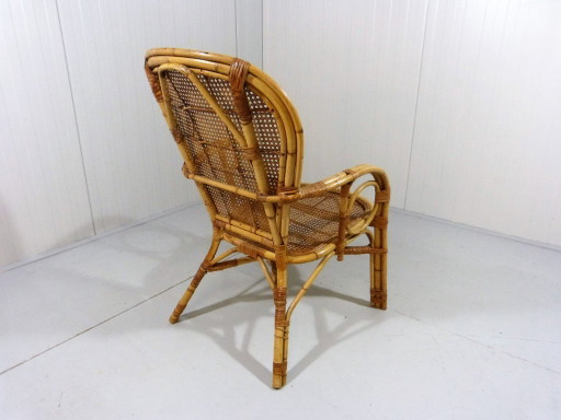Poltrona italiana in rattan, anni '70