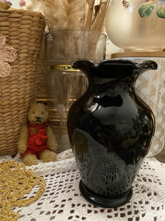 Image 1 of Black vintage vase //// Germany 1950s 1960s /// Free shipping