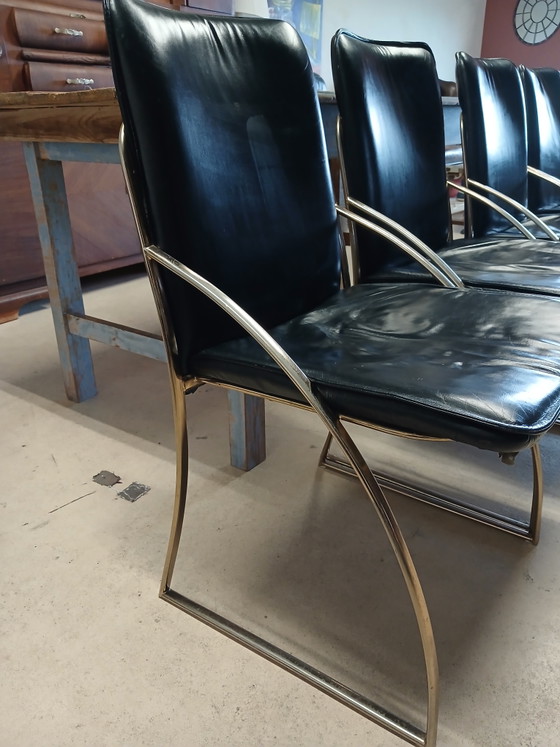 Vintage design dining chairs – Leather, Metal (photo 5 of 14)
