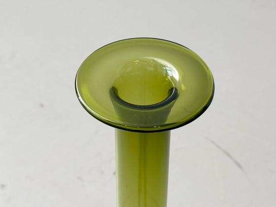 Image 1 of Slim glass vase in olive green, 1970s