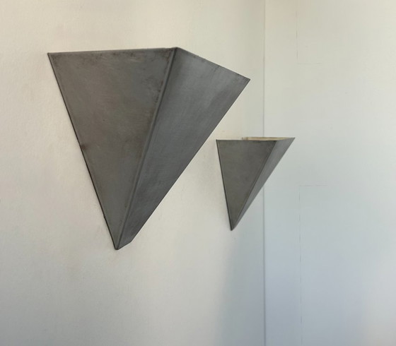 Image 1 of Coppia di applique vintage, metallo spazzolato, Francia 1970.