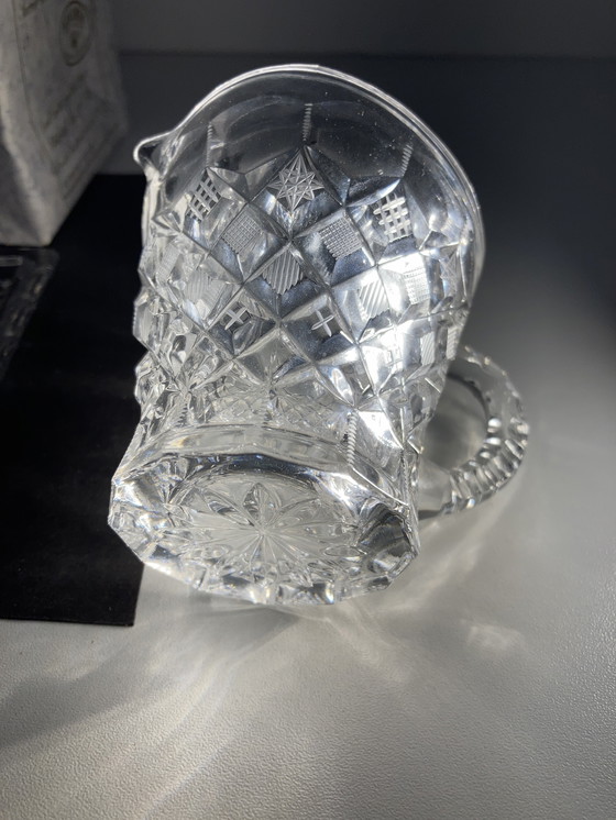 Image 1 of Brocca per il latte e zuccheriera in cristallo della Repubblica Ceca vintage degli anni '90 su un vassoio