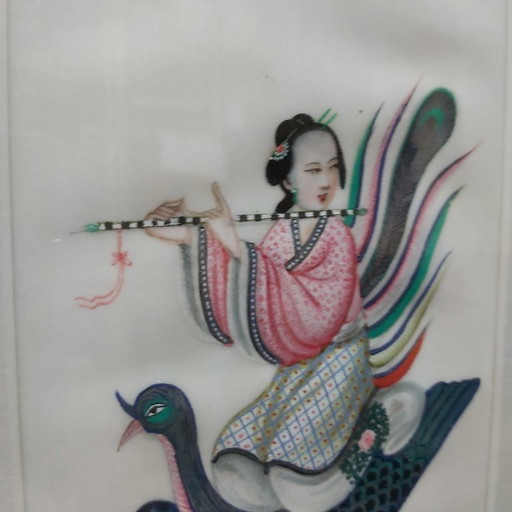 Siglo XIX, conjunto de 4 pinturas chinas