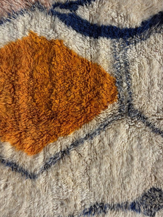 Image 1 of White Orange 3X2m Moroccan rug, Authentic Moroccan rug Berber carpet, Genuine Wool rug, Handmade rug, Beni ourain style, custom 