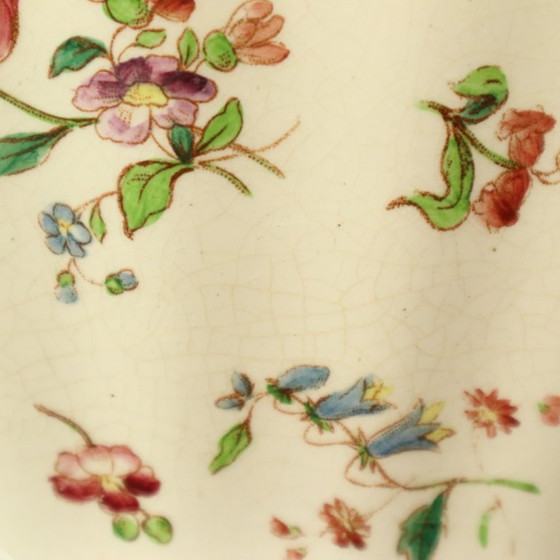 Image 1 of Large Polychrome Flower Pot Cache Pot Longchamp France 36cm