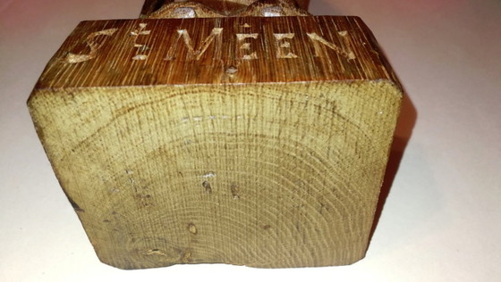 Image 1 of Statuette Religieuse Rétro Vintage en Bois Sculpté l'Abbé St Méen / 50's  